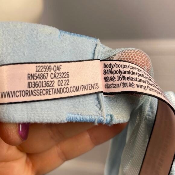 Victoria's Secret, Size 36DDD, Light Blue Push-Up Bra, Convertible, Lace, EUC - Picture 7 of 8